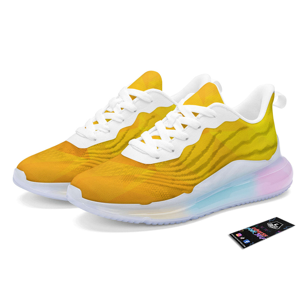 Geometric Polygonal Yellow Print Running Sneakers-grizzshop