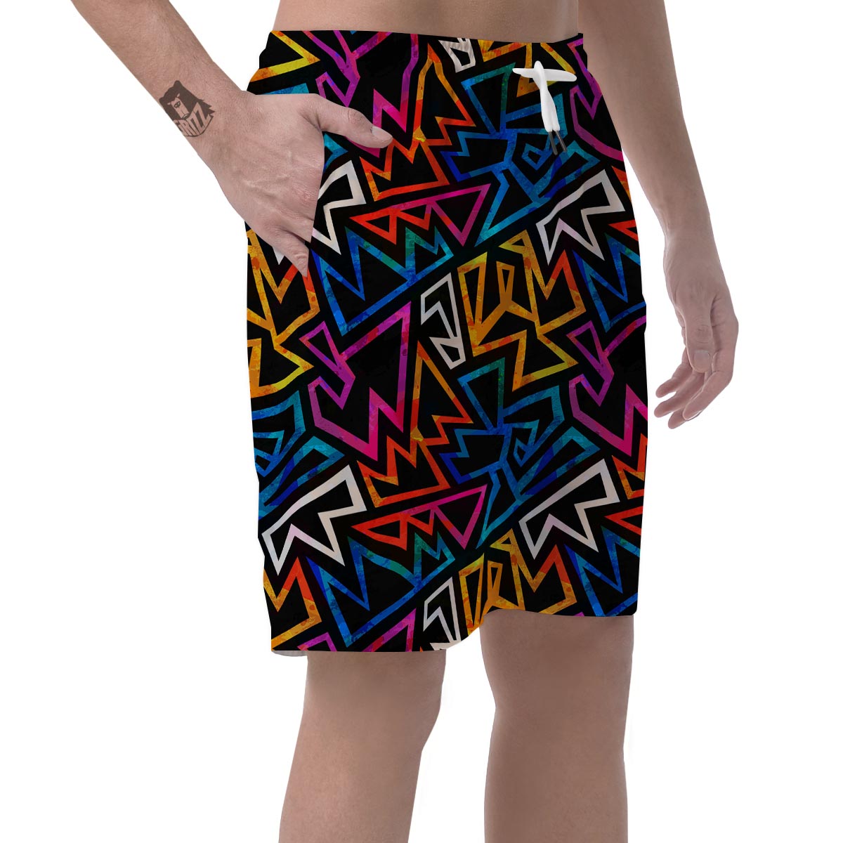 Geometric Print Men's Shorts-grizzshop