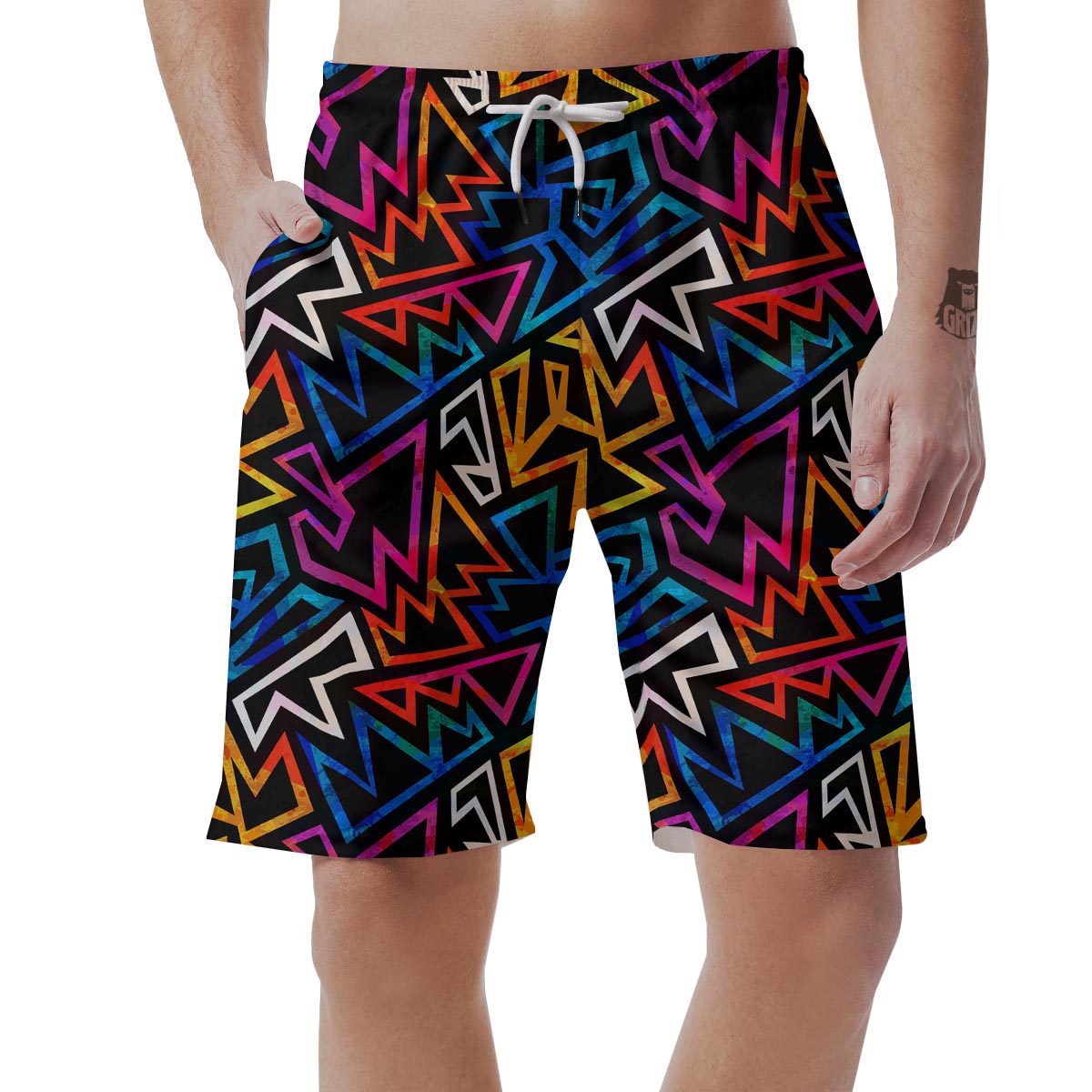 Geometric Print Men's Shorts-grizzshop