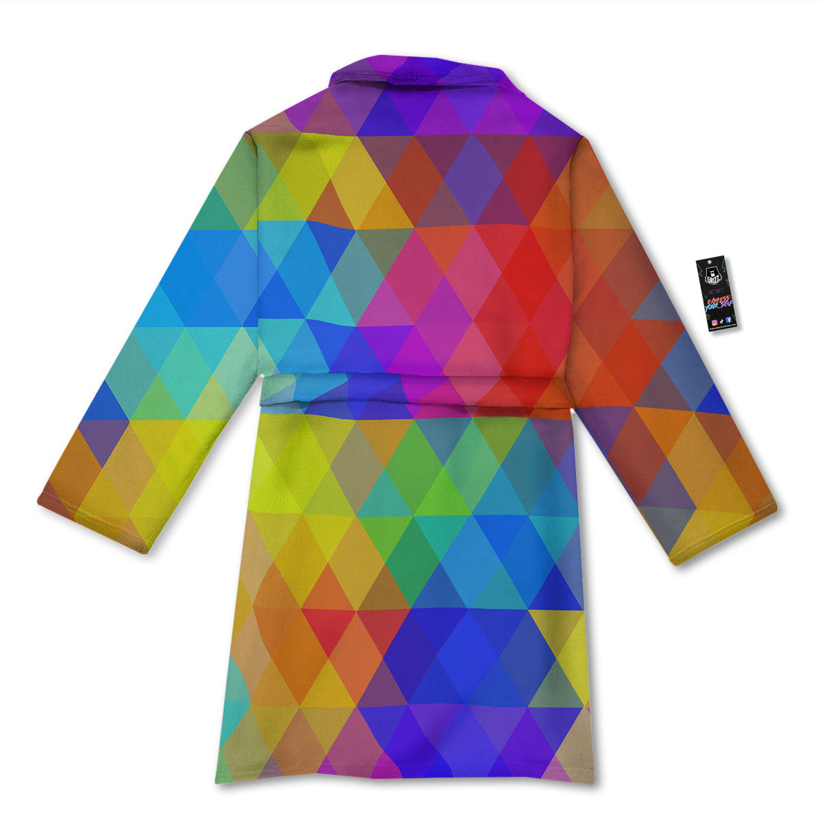 Geometric Rainbow Polygonal Print Bathrobe-grizzshop