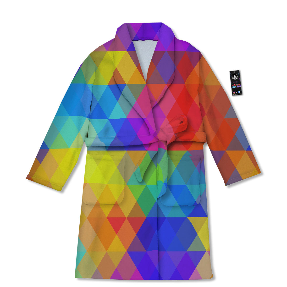 Geometric Rainbow Polygonal Print Bathrobe-grizzshop