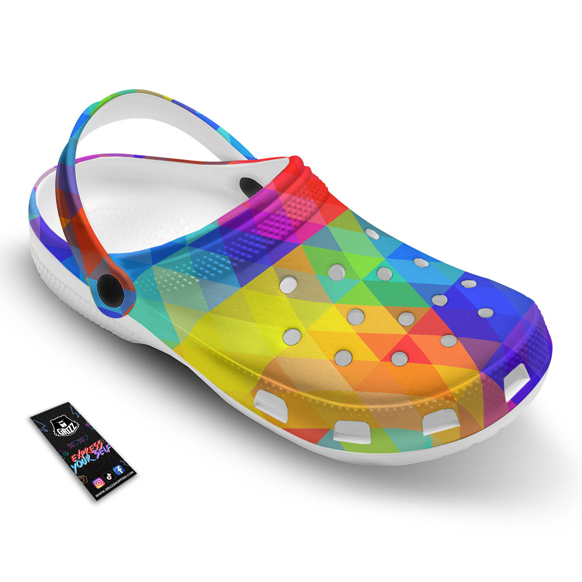 Geometric Rainbow Polygonal Print Clog-grizzshop