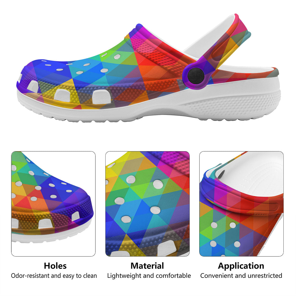Geometric Rainbow Polygonal Print Clog-grizzshop