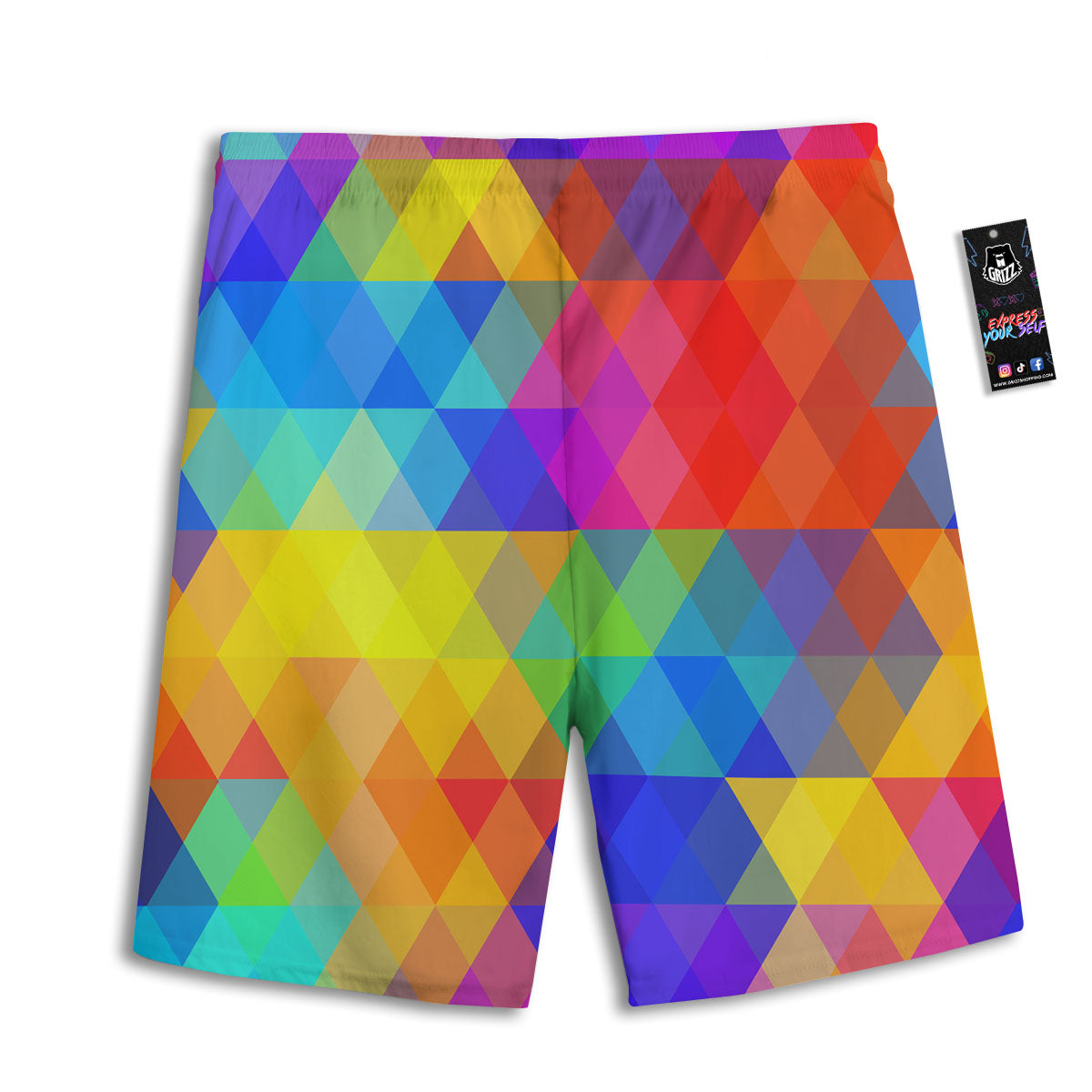 Geometric Rainbow Polygonal Print Men's Athletic Shorts