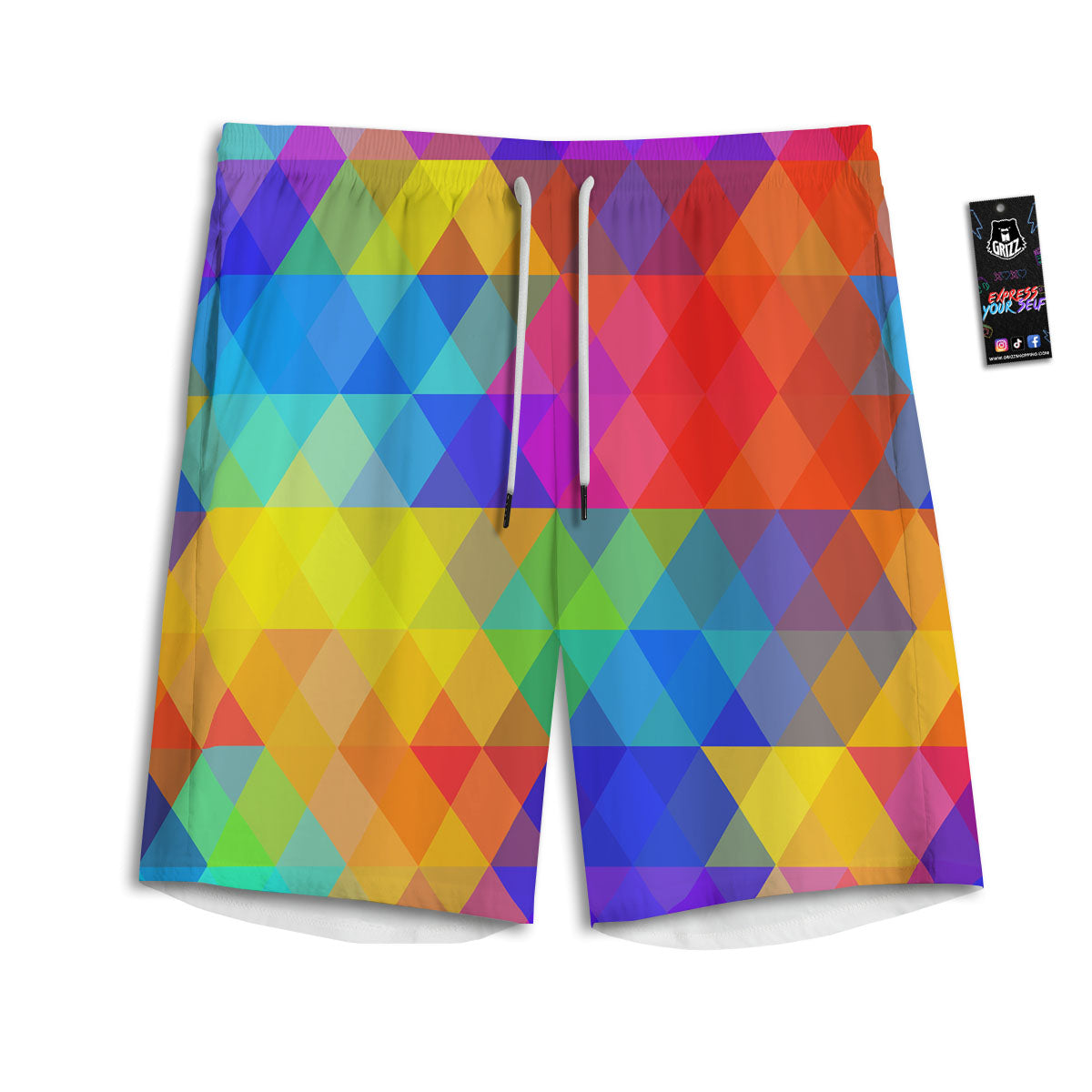 Geometric Rainbow Polygonal Print Men's Athletic Shorts