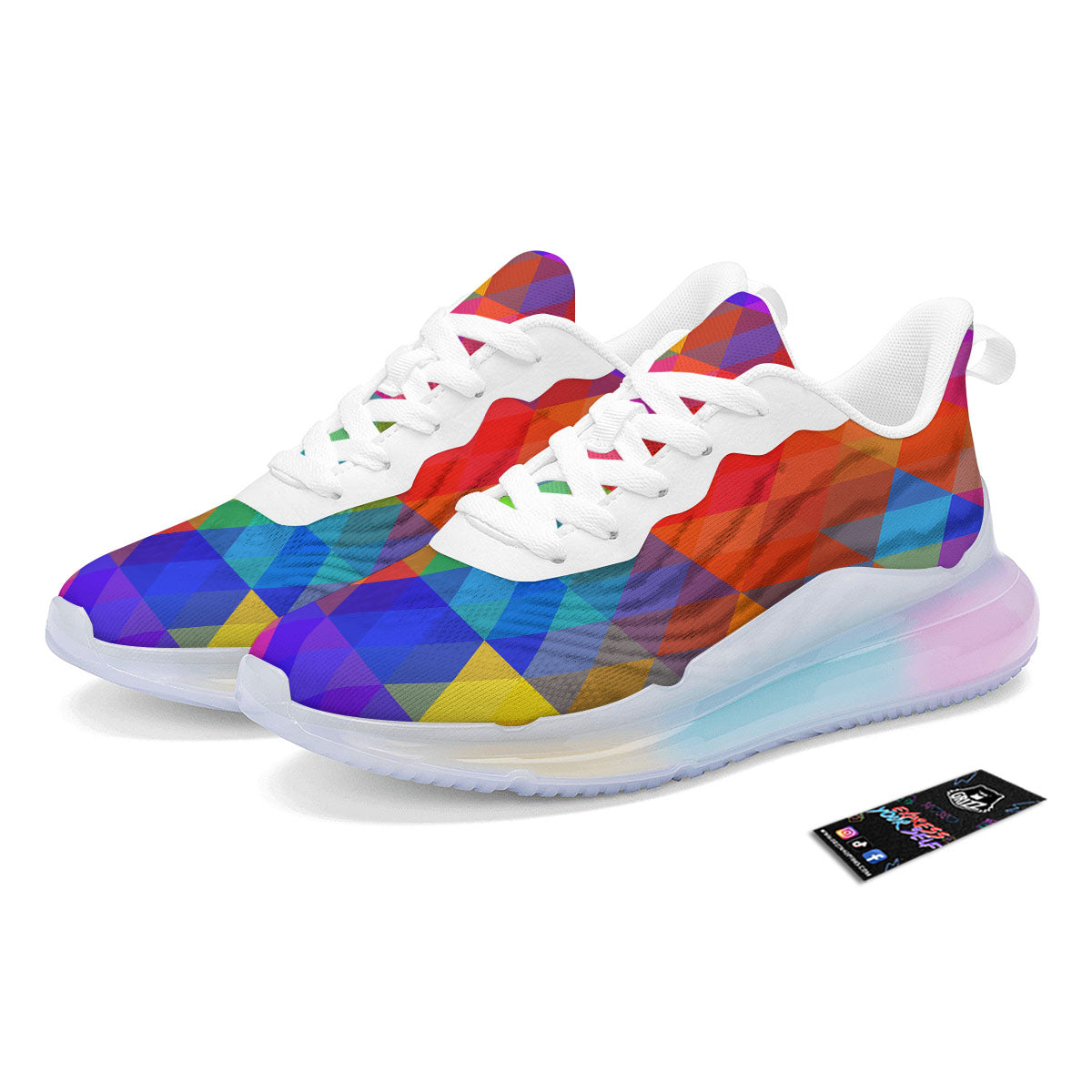 Geometric Rainbow Polygonal Print Running Sneakers-grizzshop