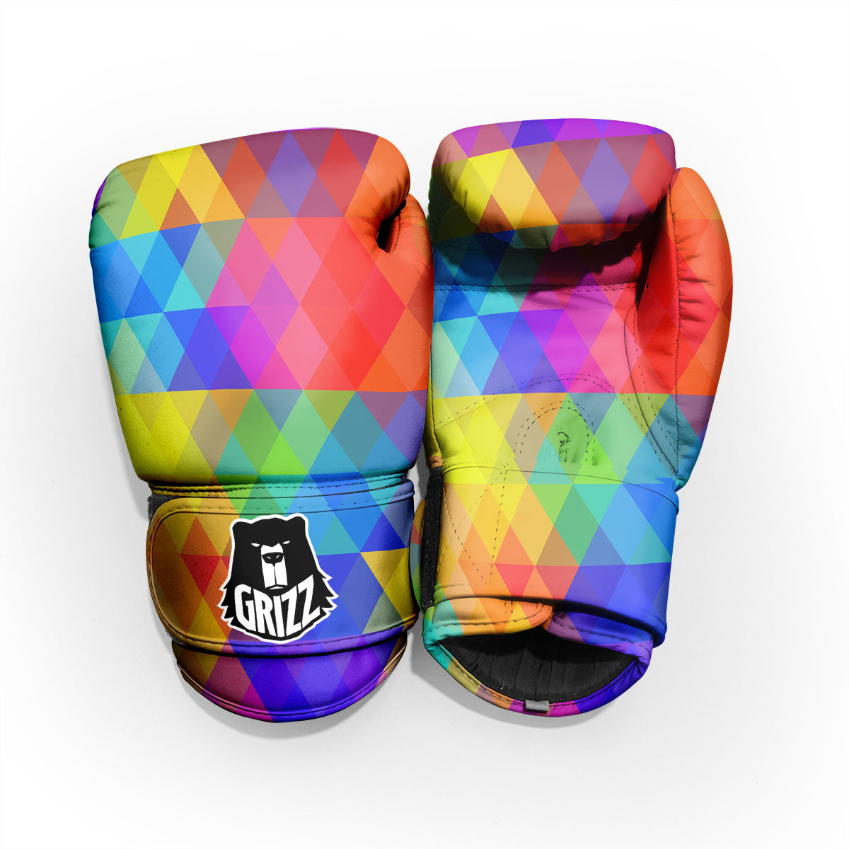 Geometric Rainbow Polygonal Print Pro Boxing Glove