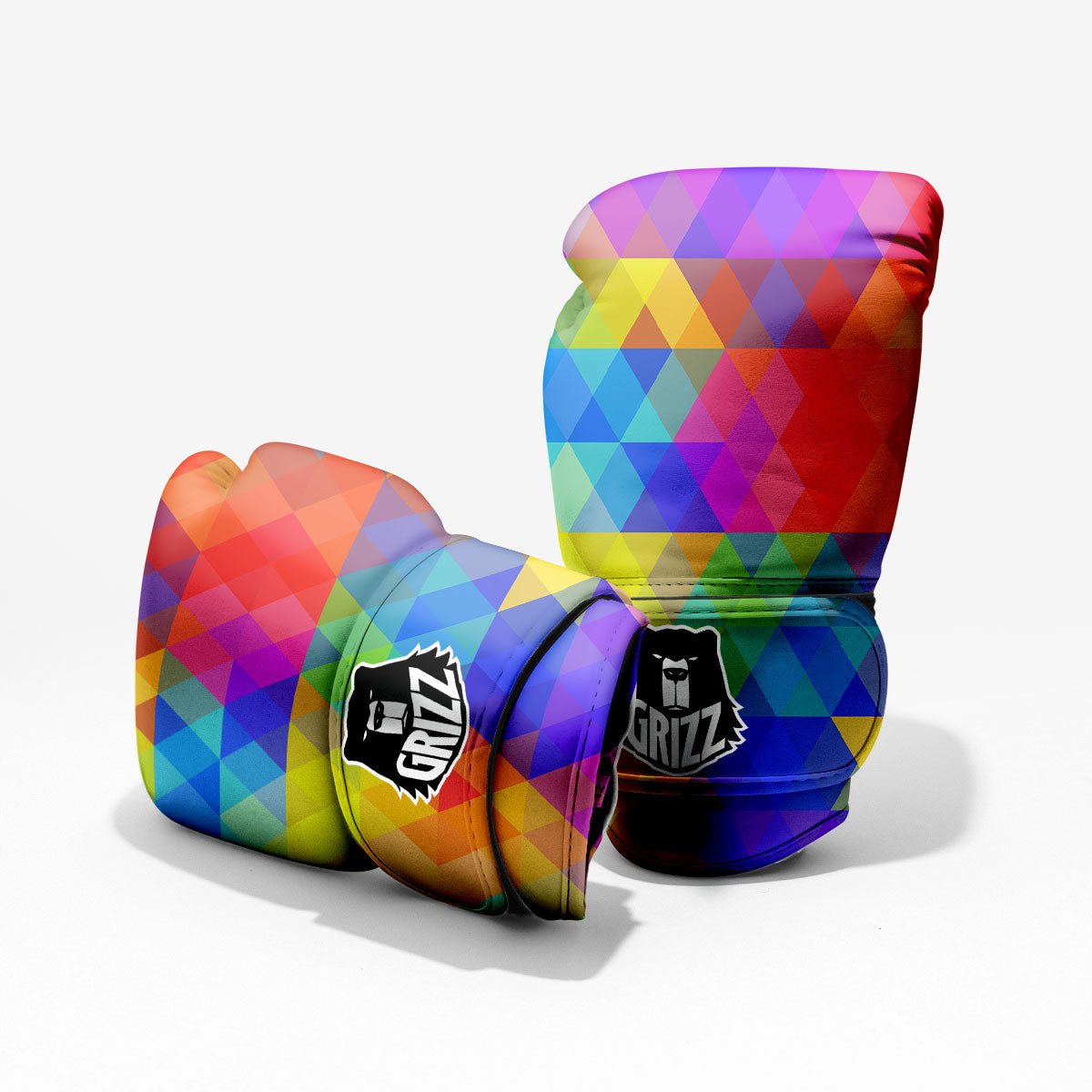 Geometric Rainbow Polygonal Print Pro Boxing Glove