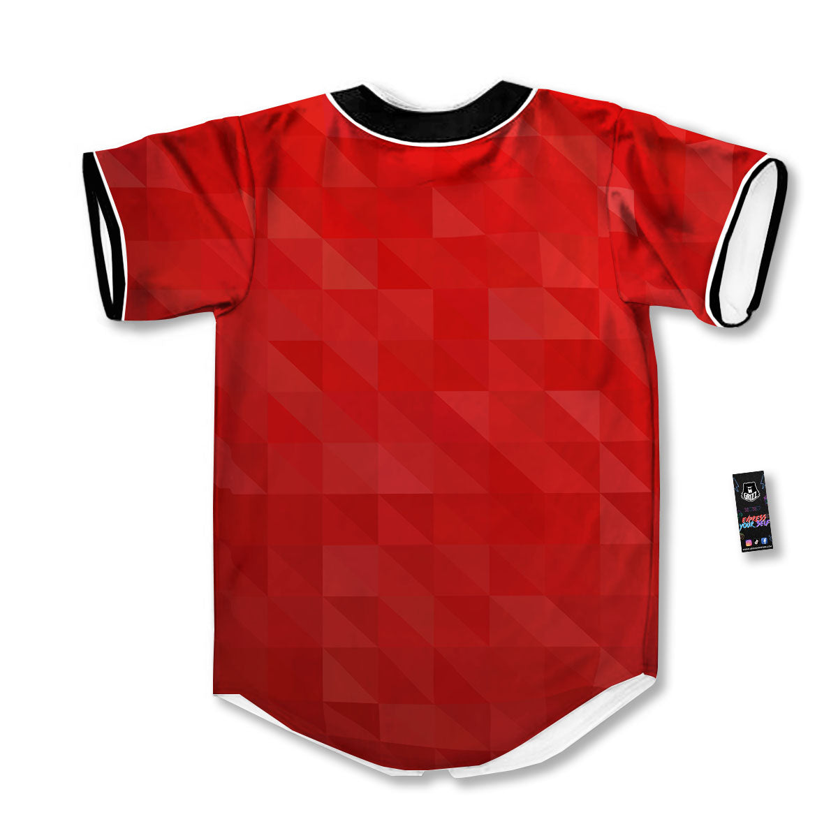 Geometric Red Polygonal Print Baseball Jersey-grizzshop