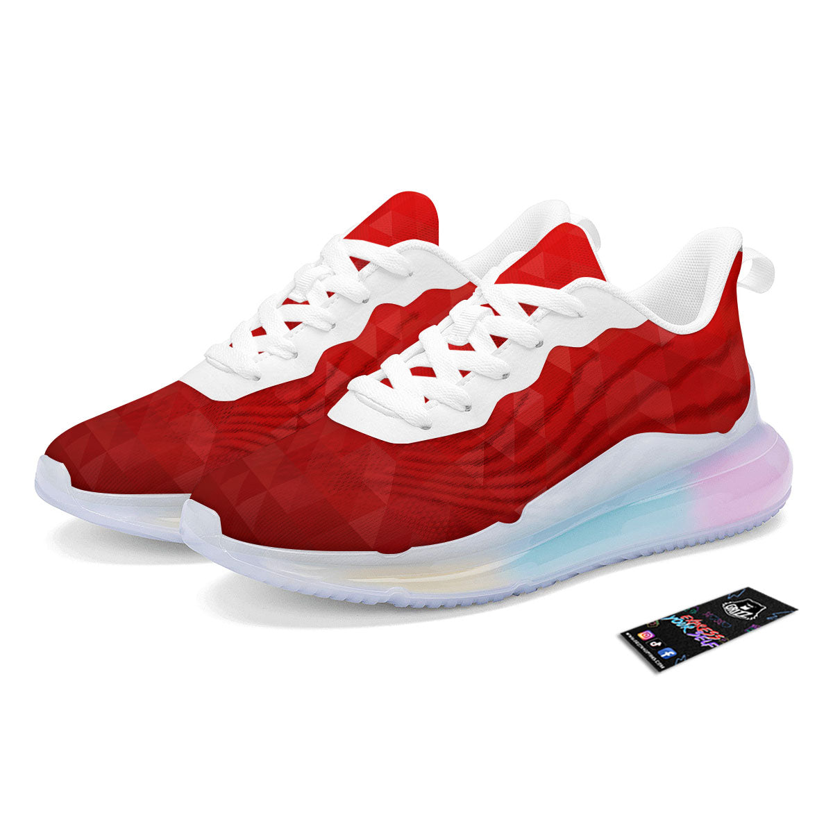 Geometric Red Polygonal Print Running Sneakers-grizzshop