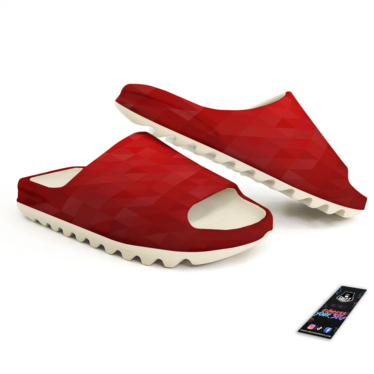 Geometric Red Polygonal Print Sandals-grizzshop
