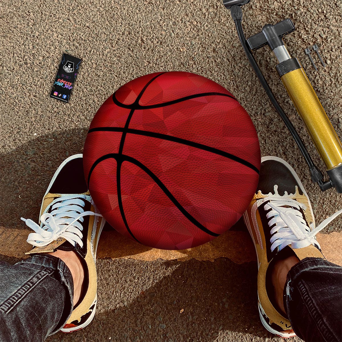 Geometric Red Print Pattern Basketball-grizzshop