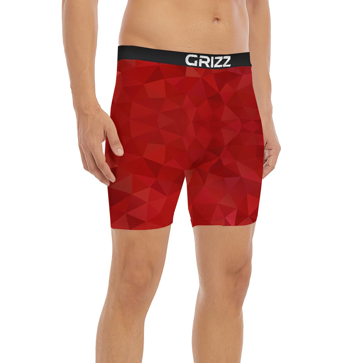 Geometric Red Print Pattern Boxer Briefs-grizzshop