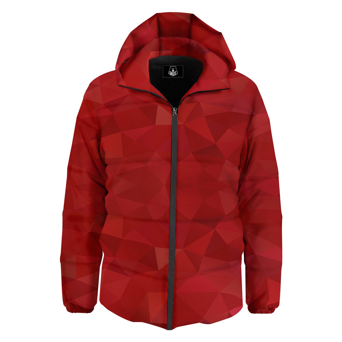 Geometric Red Print Pattern Down Jacket-grizzshop