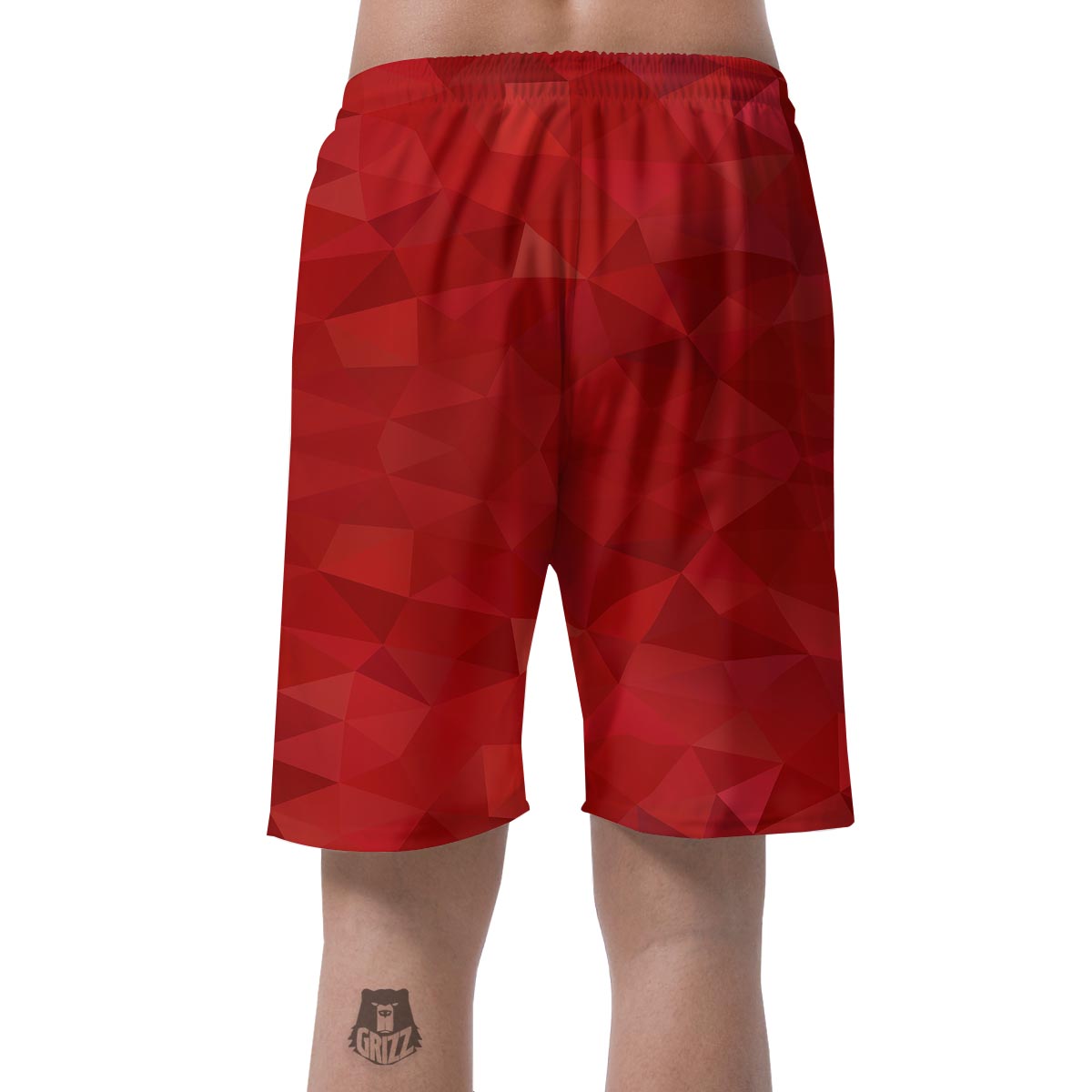 Geometric Red Print Pattern Men's Shorts-grizzshop