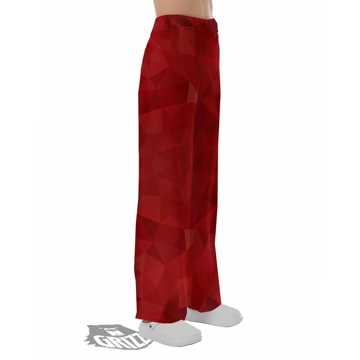 Geometric Red Print Pattern Pajama Pants-grizzshop