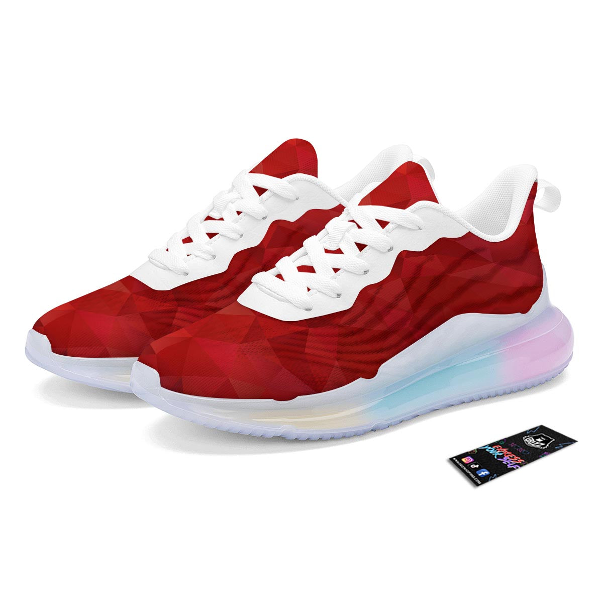 Geometric Red Print Pattern Running Sneakers-grizzshop