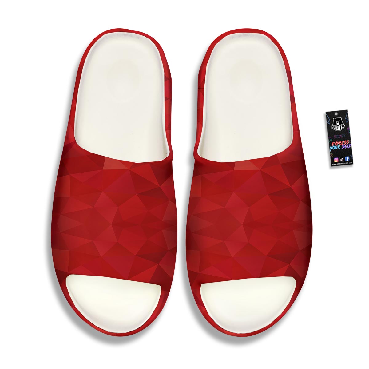 Geometric Red Print Pattern Sandals-grizzshop