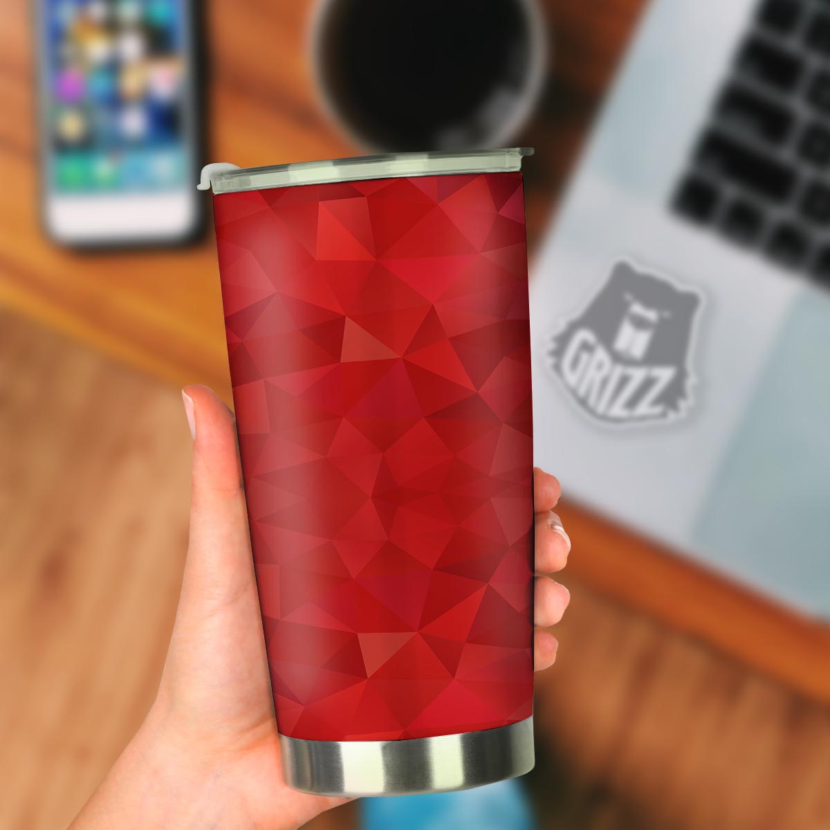 Geometric Red Print Pattern Tumbler-grizzshop