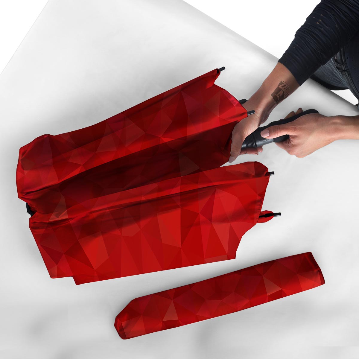 Geometric Red Print Pattern Umbrella-grizzshop