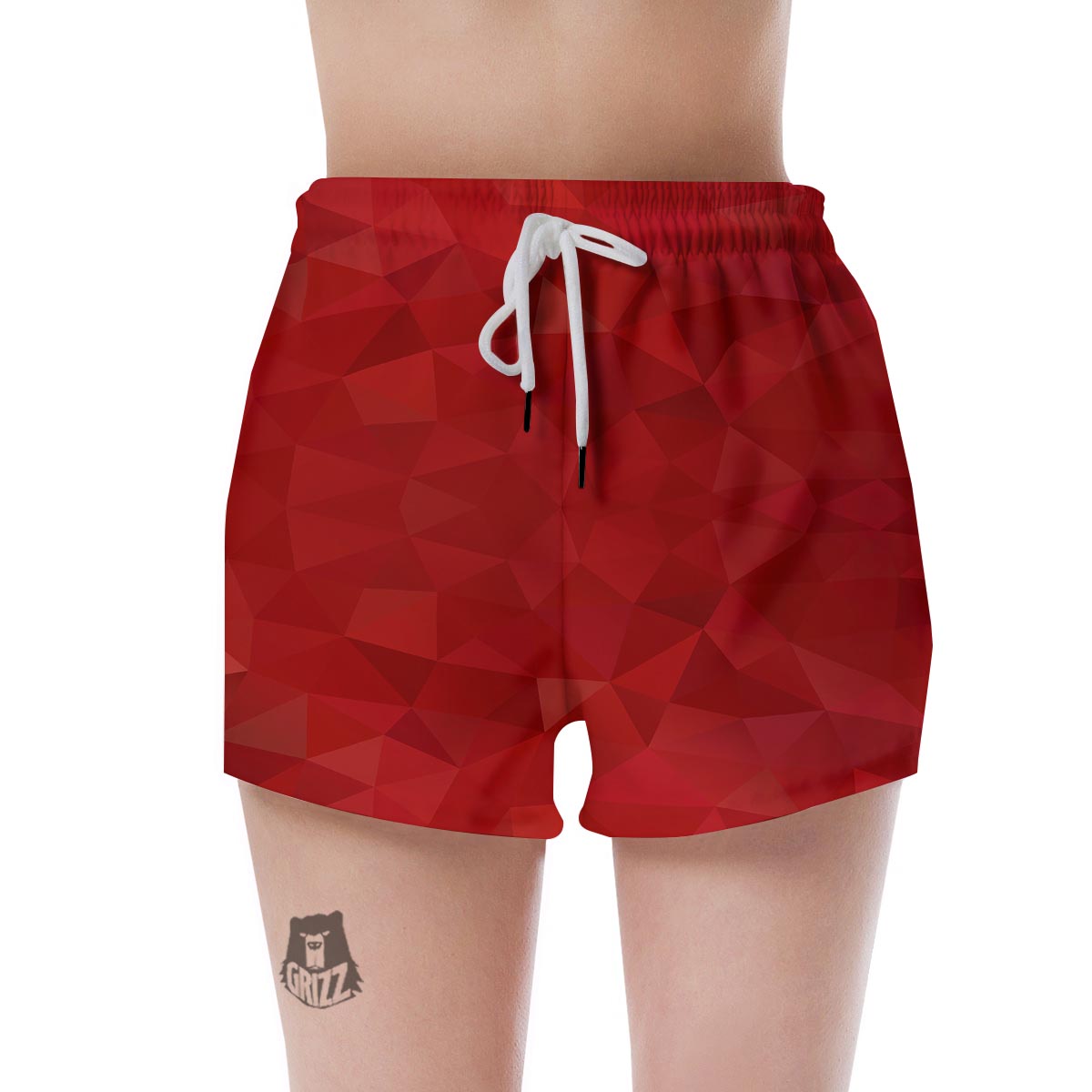 Geometric Red Print Pattern Women's Shorts-grizzshop