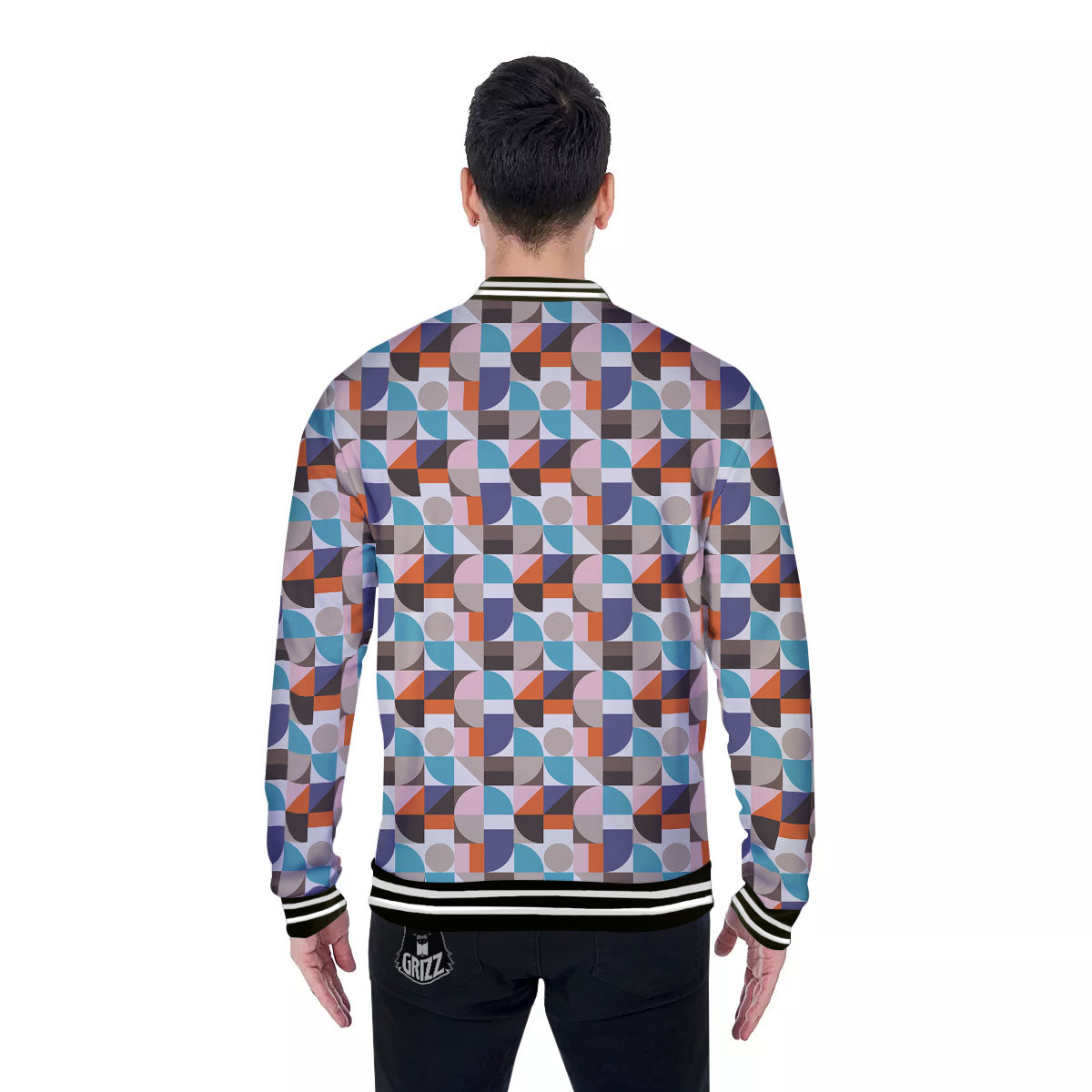 Geometric Shape Pastel Print Pattern Baseball Jacket-grizzshop