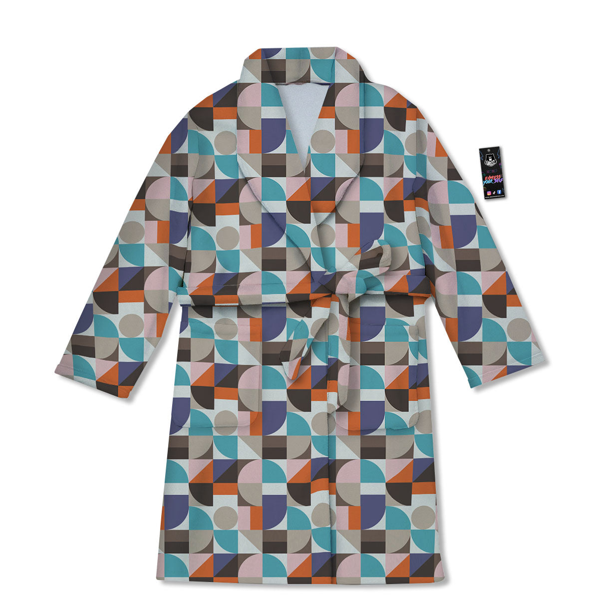 Geometric Shape Pastel Print Pattern Bathrobe-grizzshop