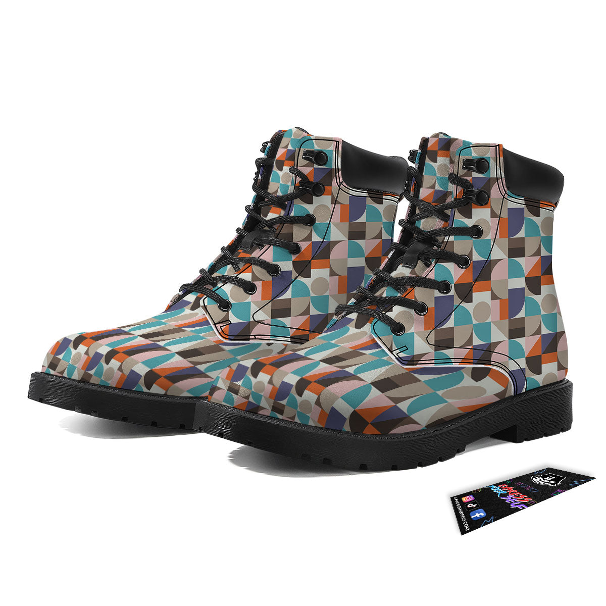 Geometric Shape Pastel Print Pattern Boots-grizzshop
