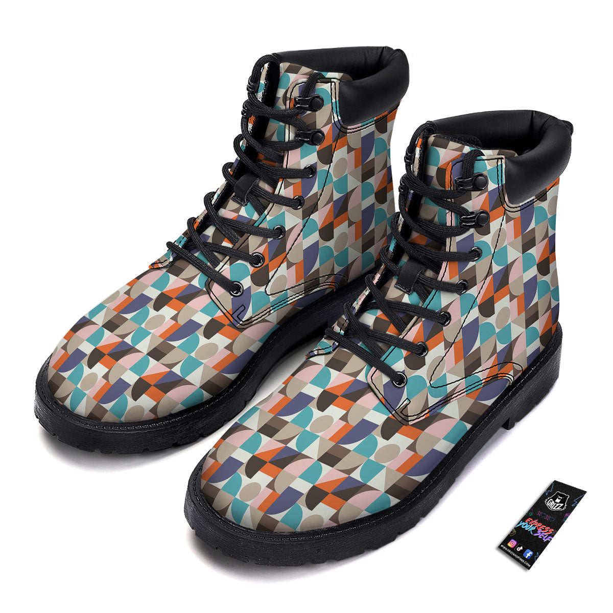 Geometric Shape Pastel Print Pattern Boots-grizzshop