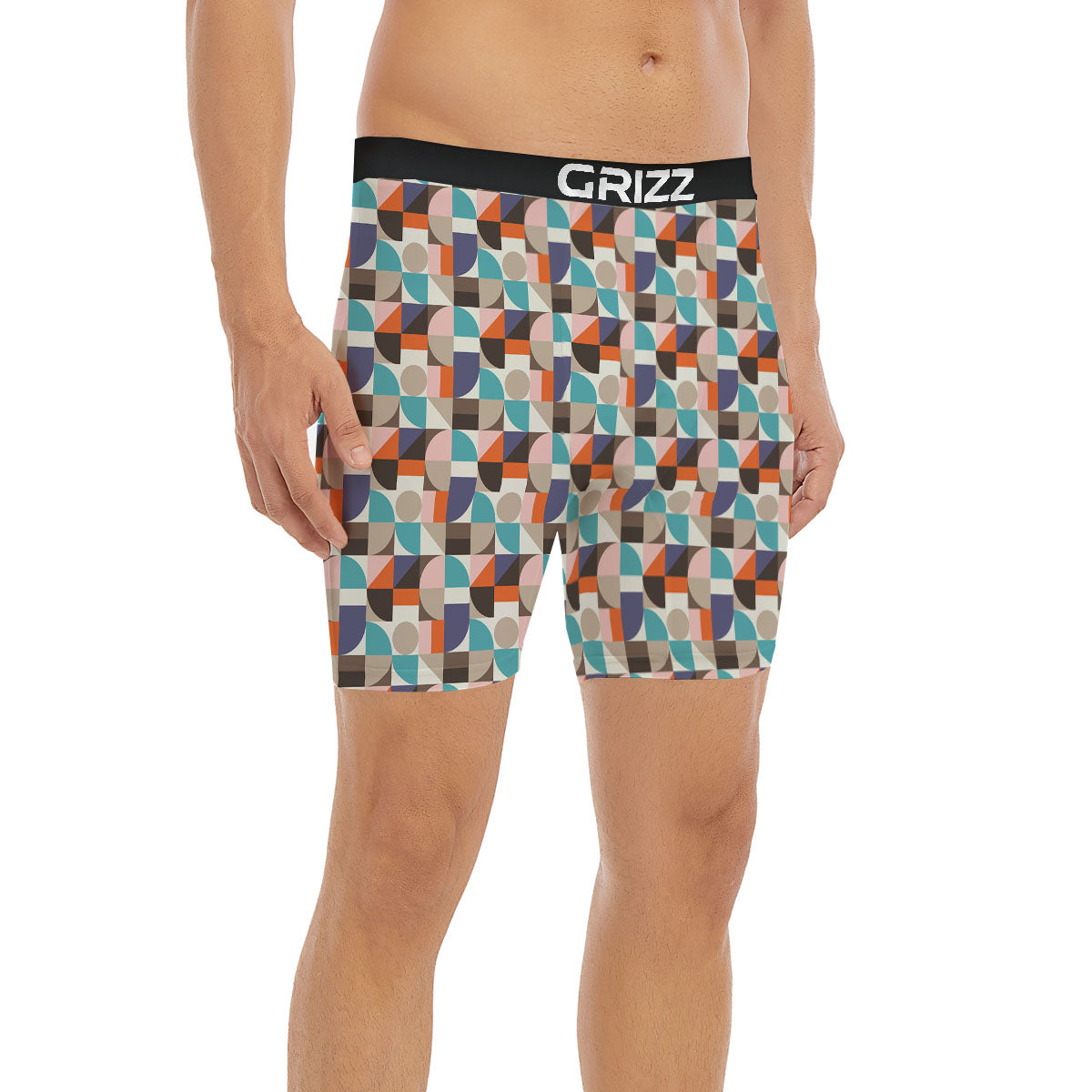 Geometric Shape Pastel Print Pattern Boxer Briefs-grizzshop