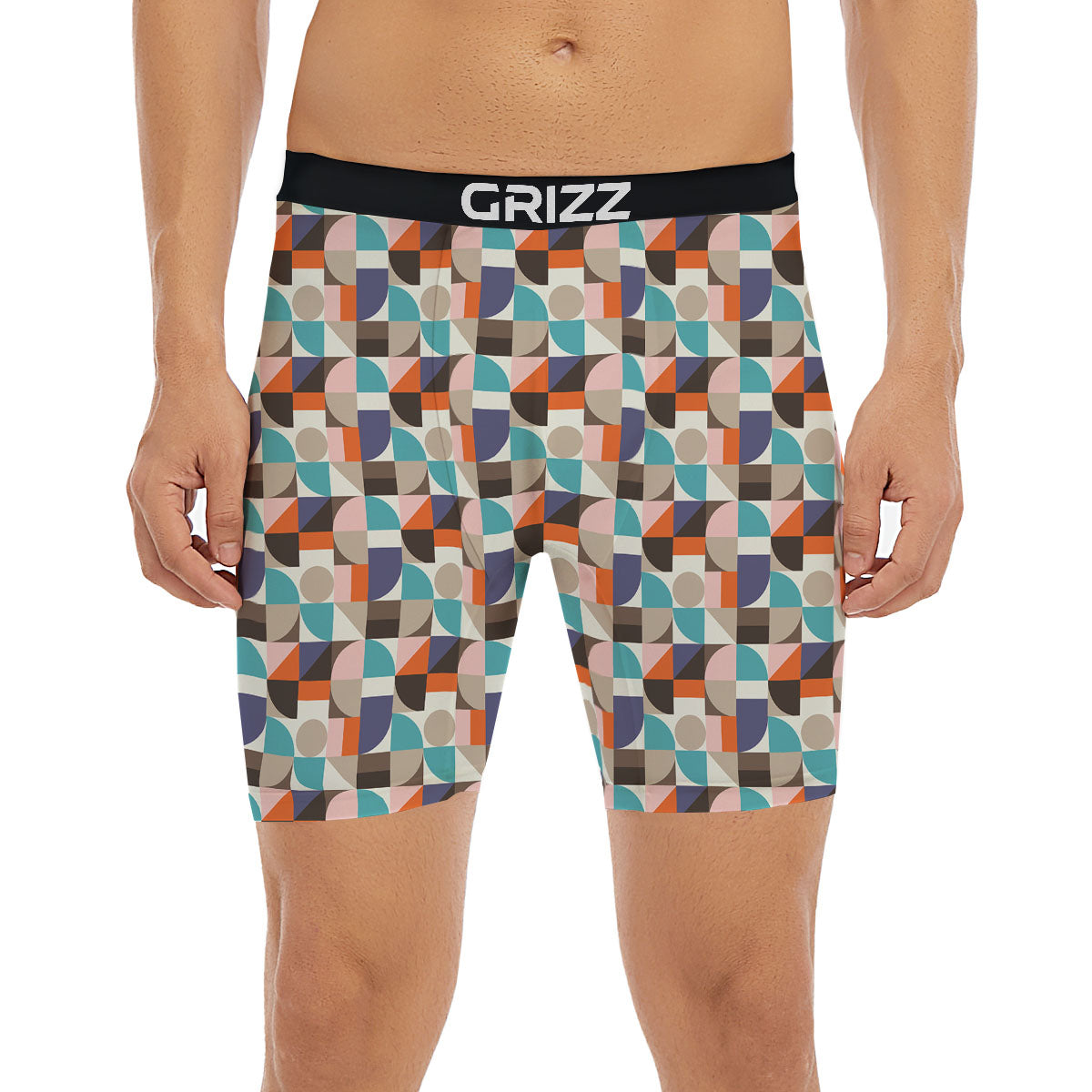Geometric Shape Pastel Print Pattern Boxer Briefs-grizzshop