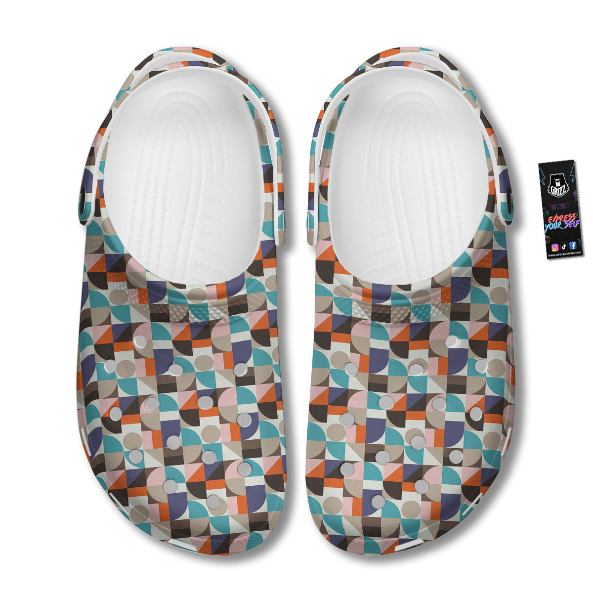 Geometric Shape Pastel Print Pattern Clog-grizzshop