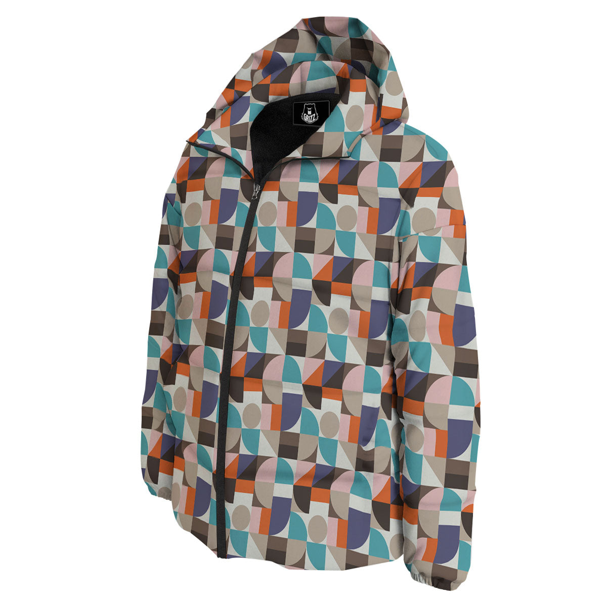 Geometric Shape Pastel Print Pattern Down Jacket-grizzshop