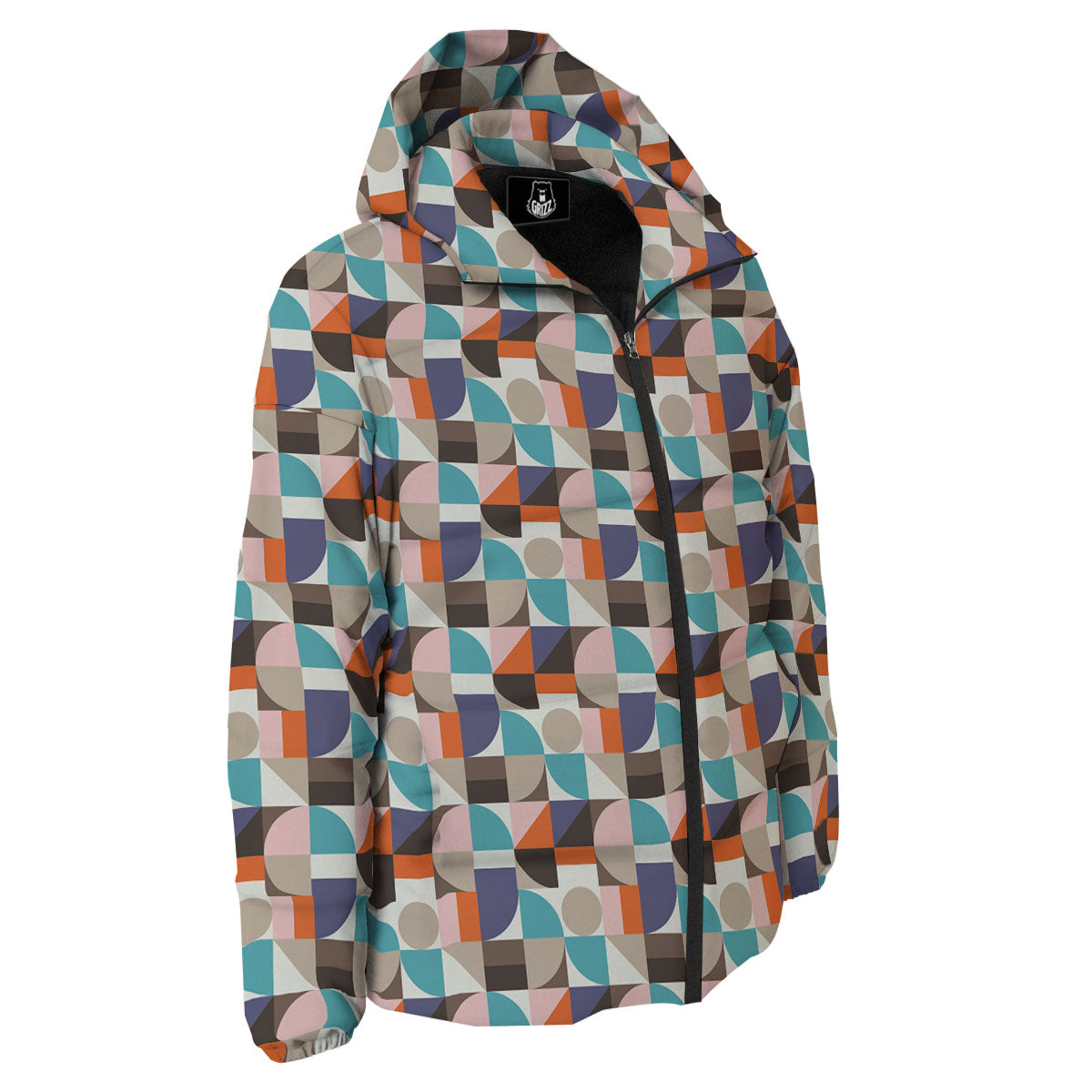 Geometric Shape Pastel Print Pattern Down Jacket-grizzshop