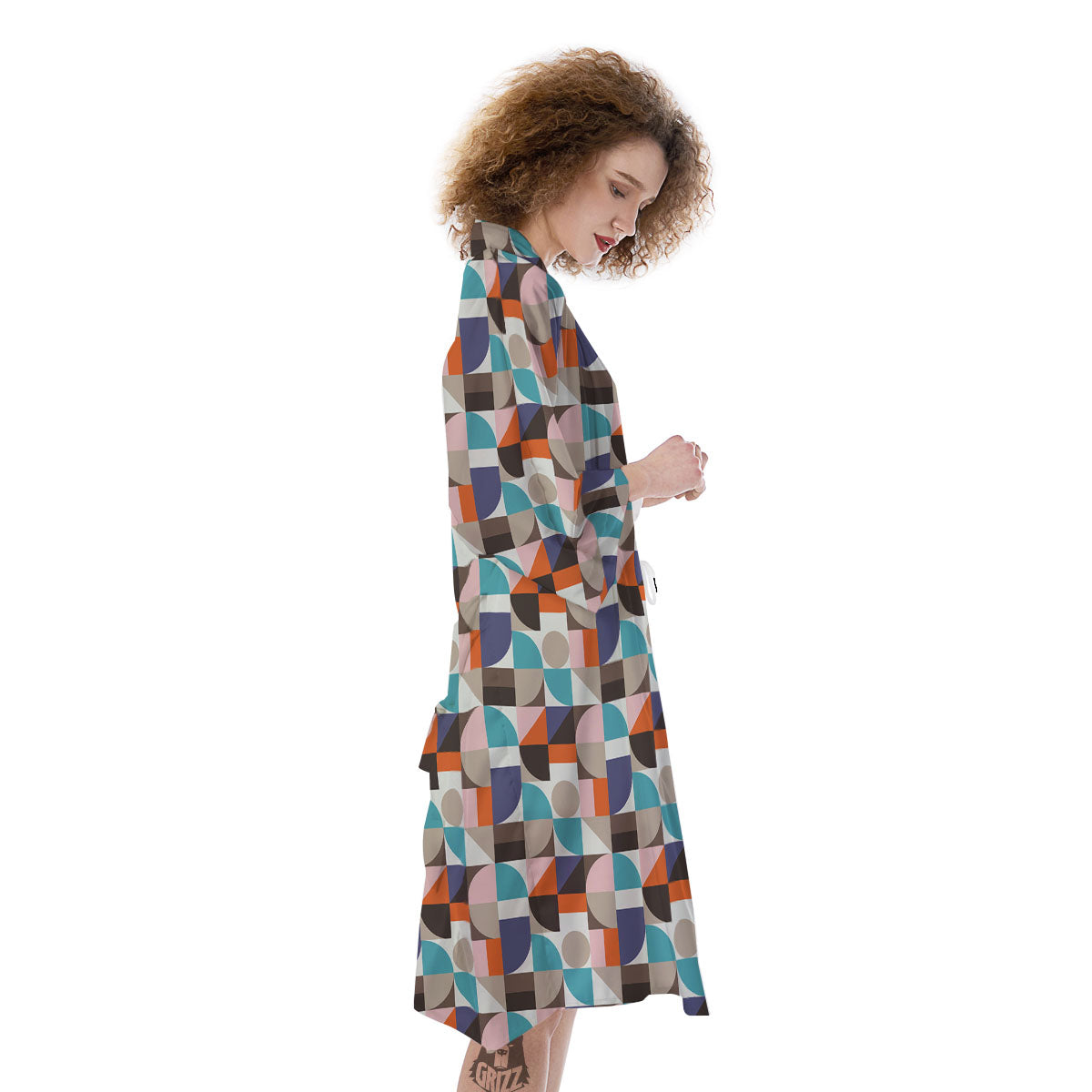 Geometric Shape Pastel Print Pattern Kimono-grizzshop