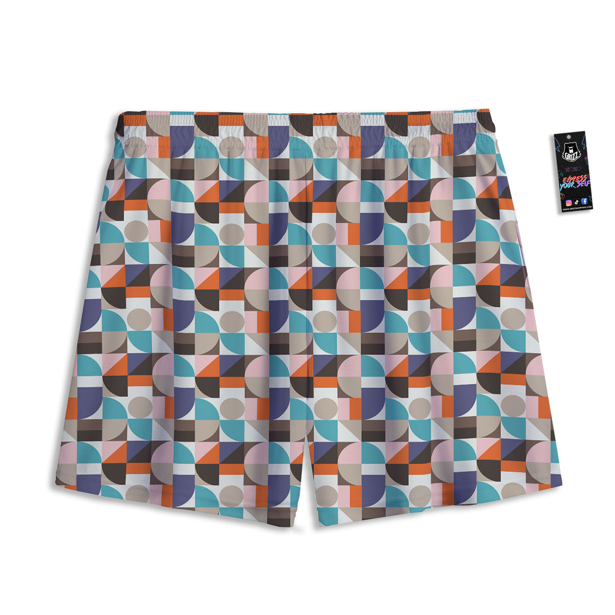 Geometric Shape Pastel Print Pattern Mesh Shorts-grizzshop