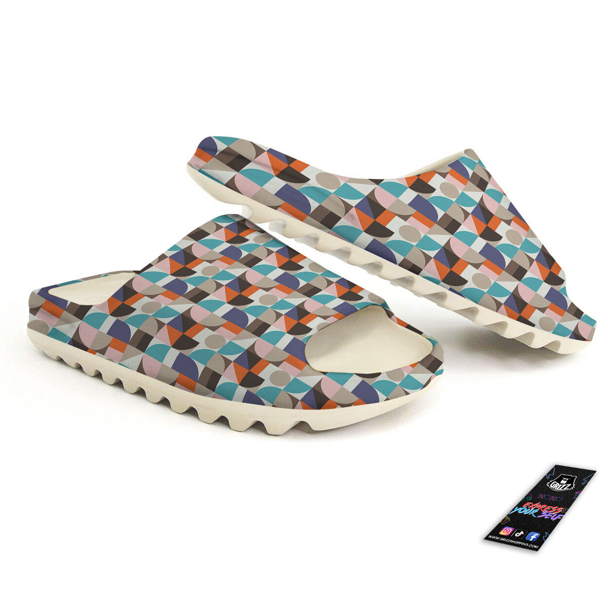 Geometric Shape Pastel Print Pattern Sandals-grizzshop
