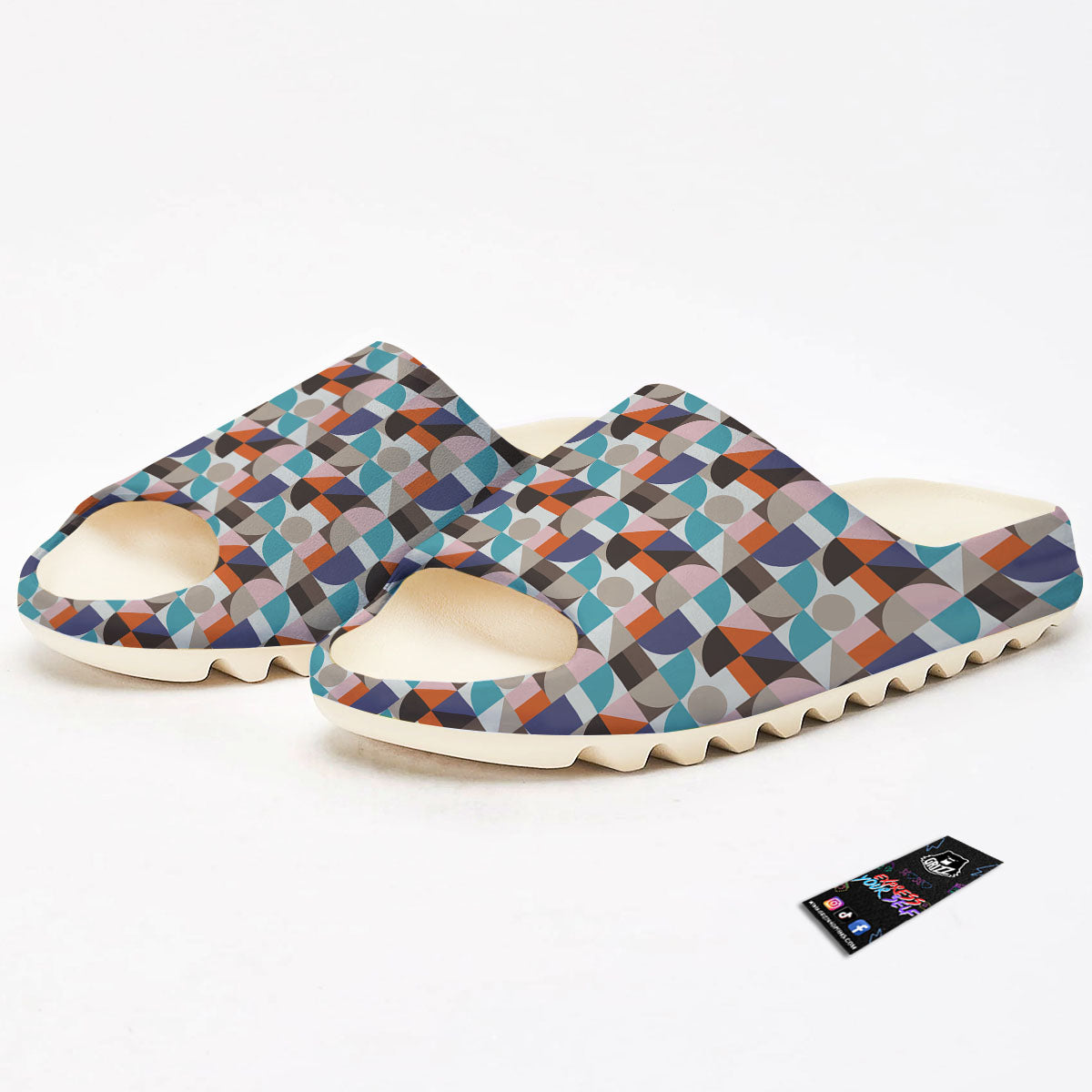 Geometric Shape Pastel Print Pattern Sandals-grizzshop