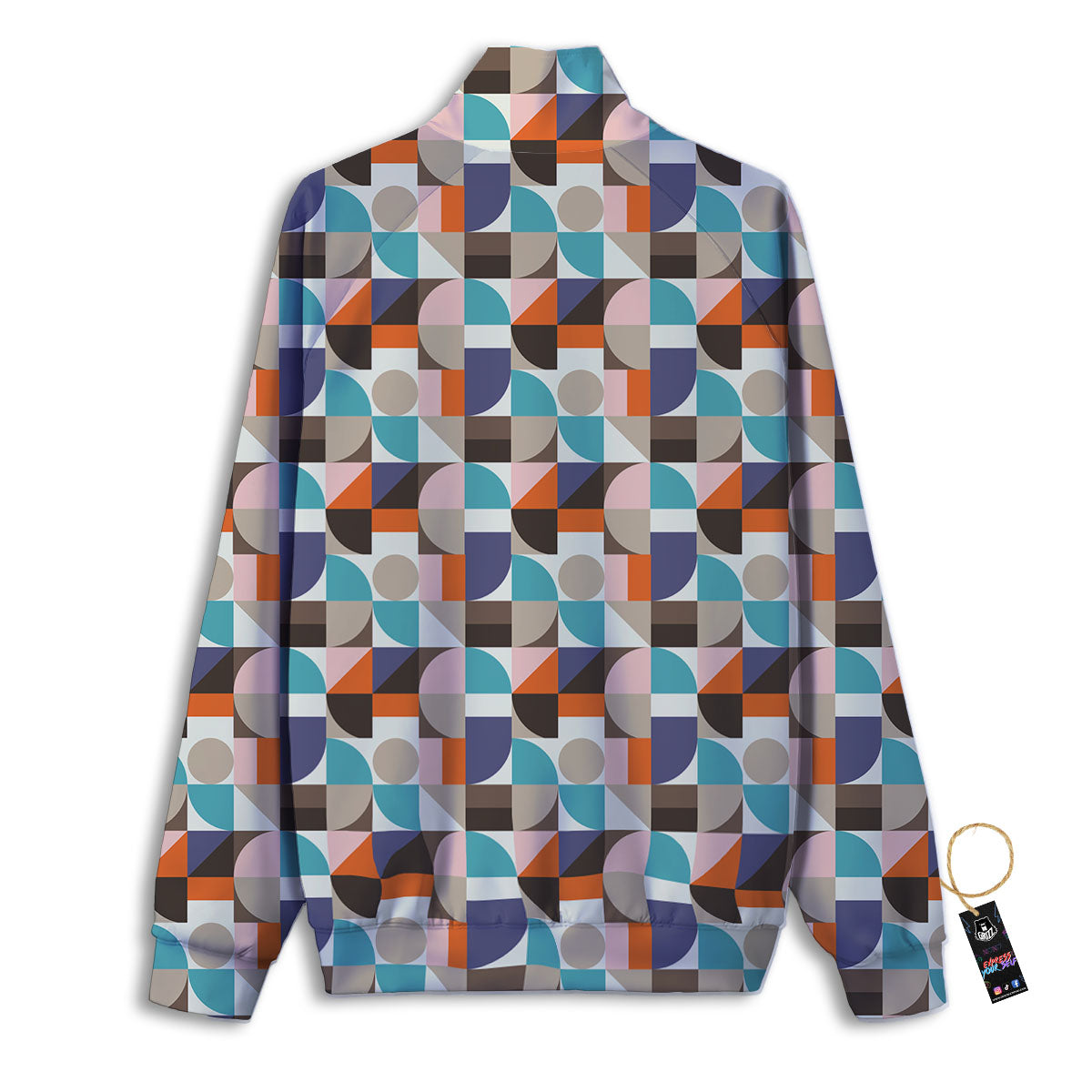 Geometric Shape Pastel Print Pattern Track Jacket-grizzshop