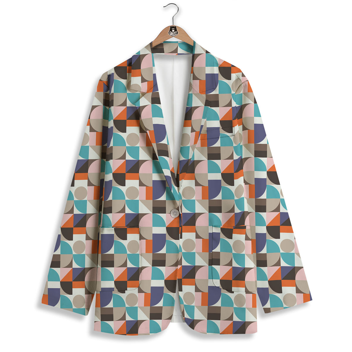 Geometric Shape Pastel Print Pattern Women's Blazer-grizzshop