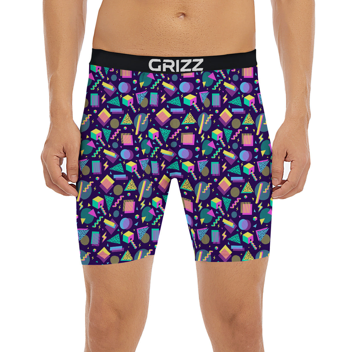 Geometric Shapes Neon Print Pattern Boxer Briefs-grizzshop