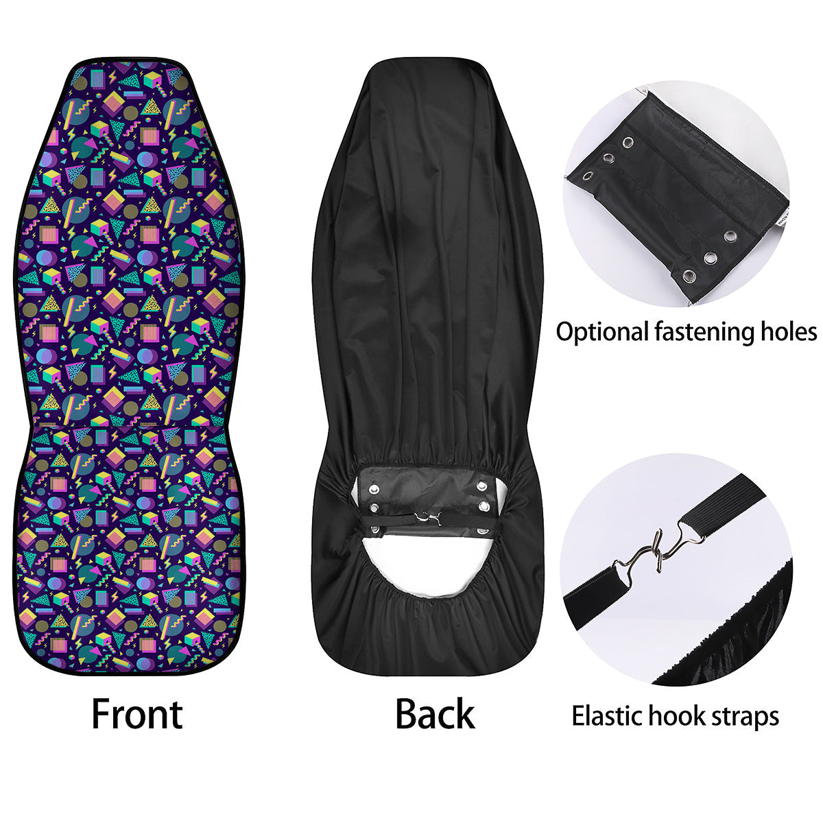 Geometric Shapes Neon Print Pattern Car Seat Covers-grizzshop