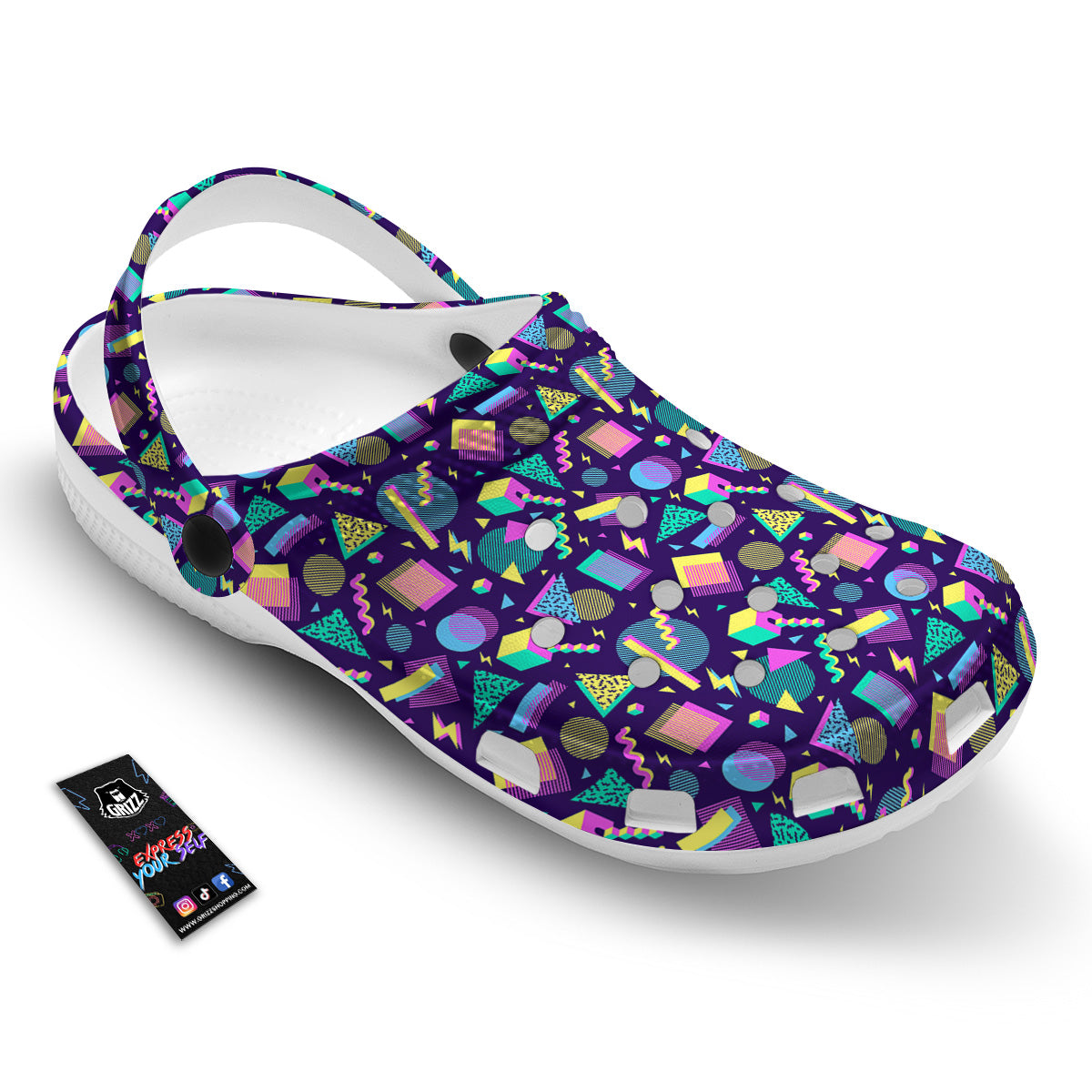 Geometric Shapes Neon Print Pattern Clog-grizzshop
