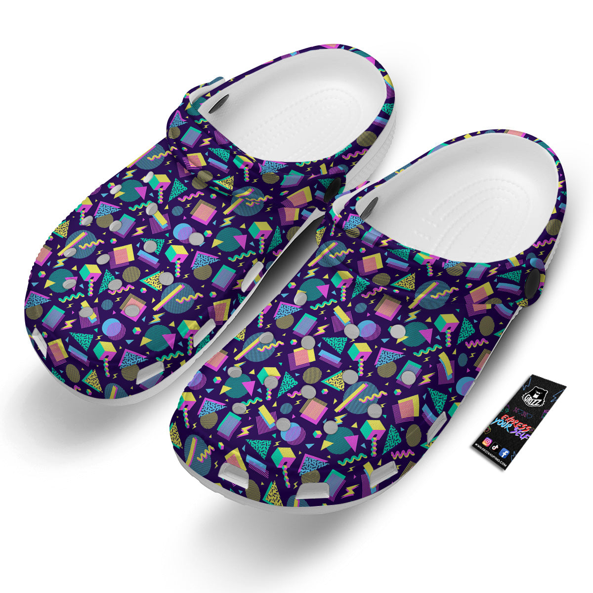 Geometric Shapes Neon Print Pattern Clog-grizzshop