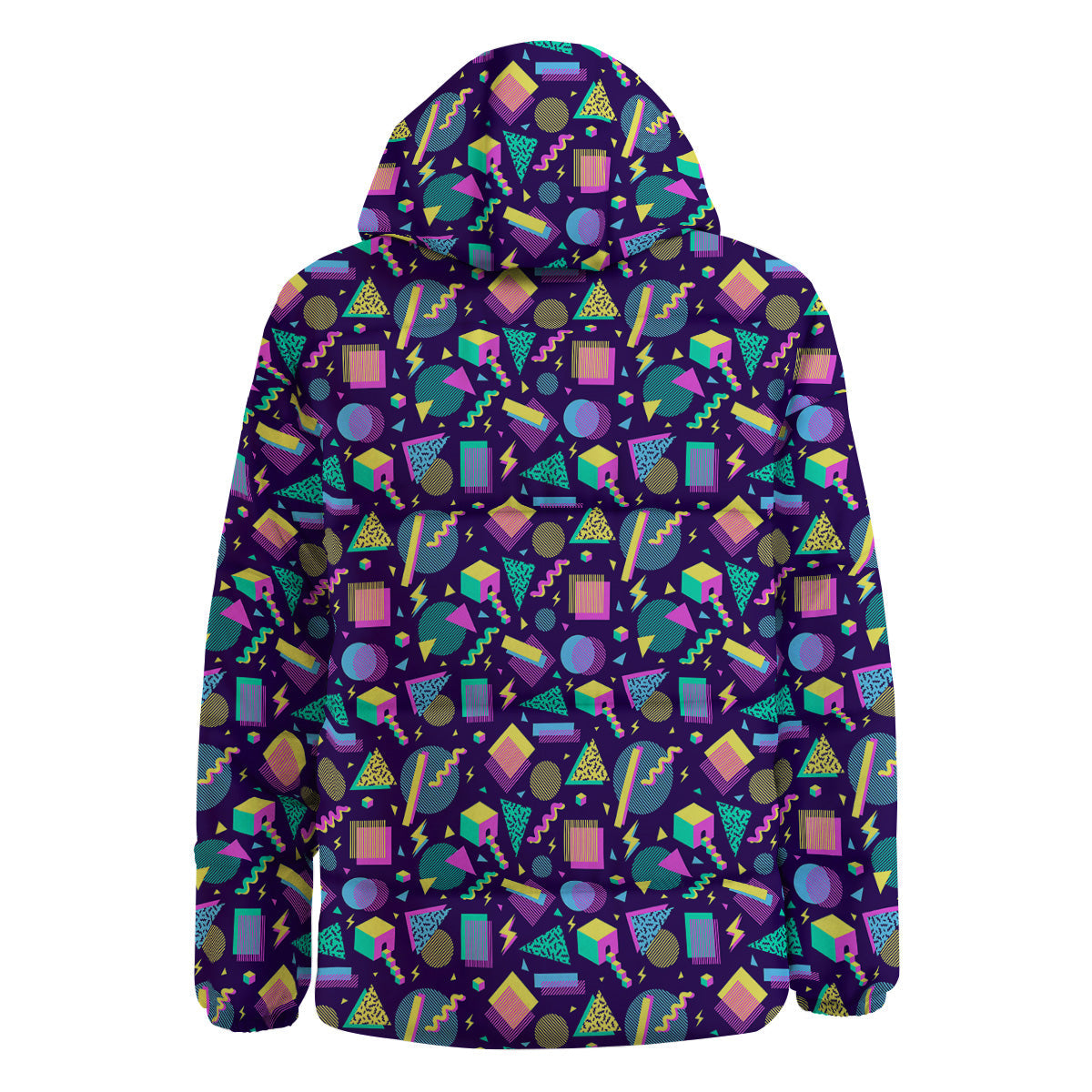 Geometric Shapes Neon Print Pattern Down Jacket-grizzshop