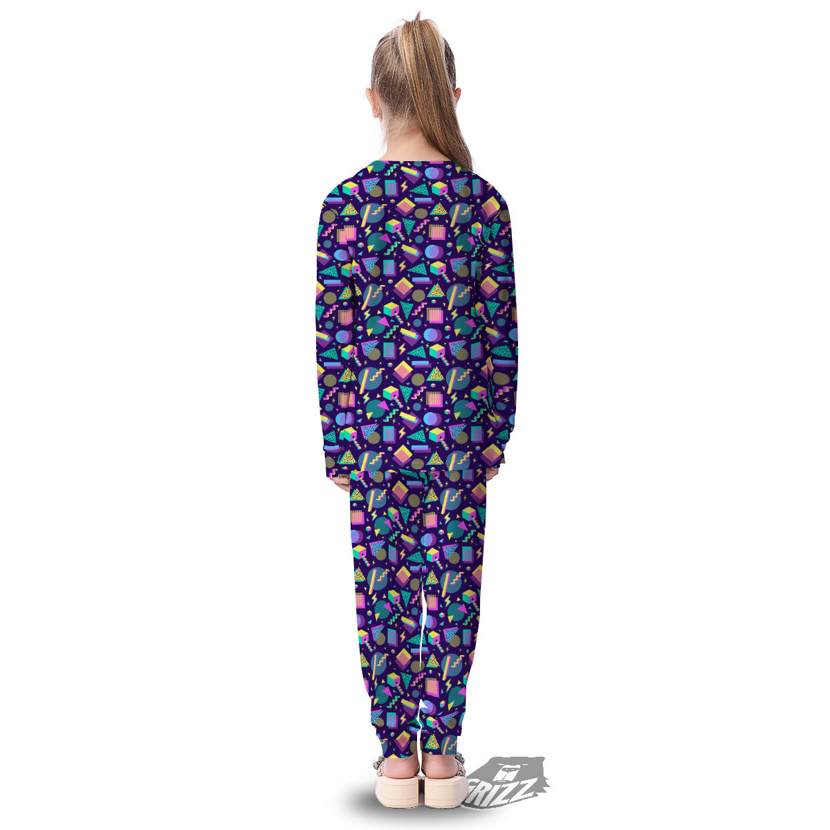 Geometric Shapes Neon Print Pattern Kid's Pajamas-grizzshop