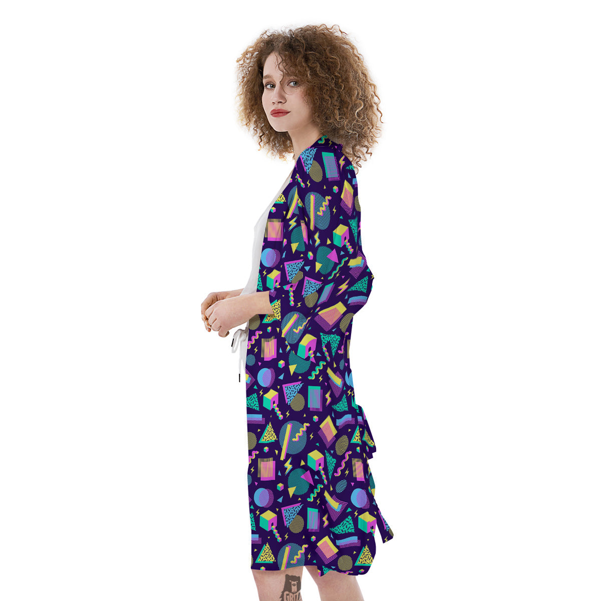 Geometric Shapes Neon Print Pattern Kimono-grizzshop