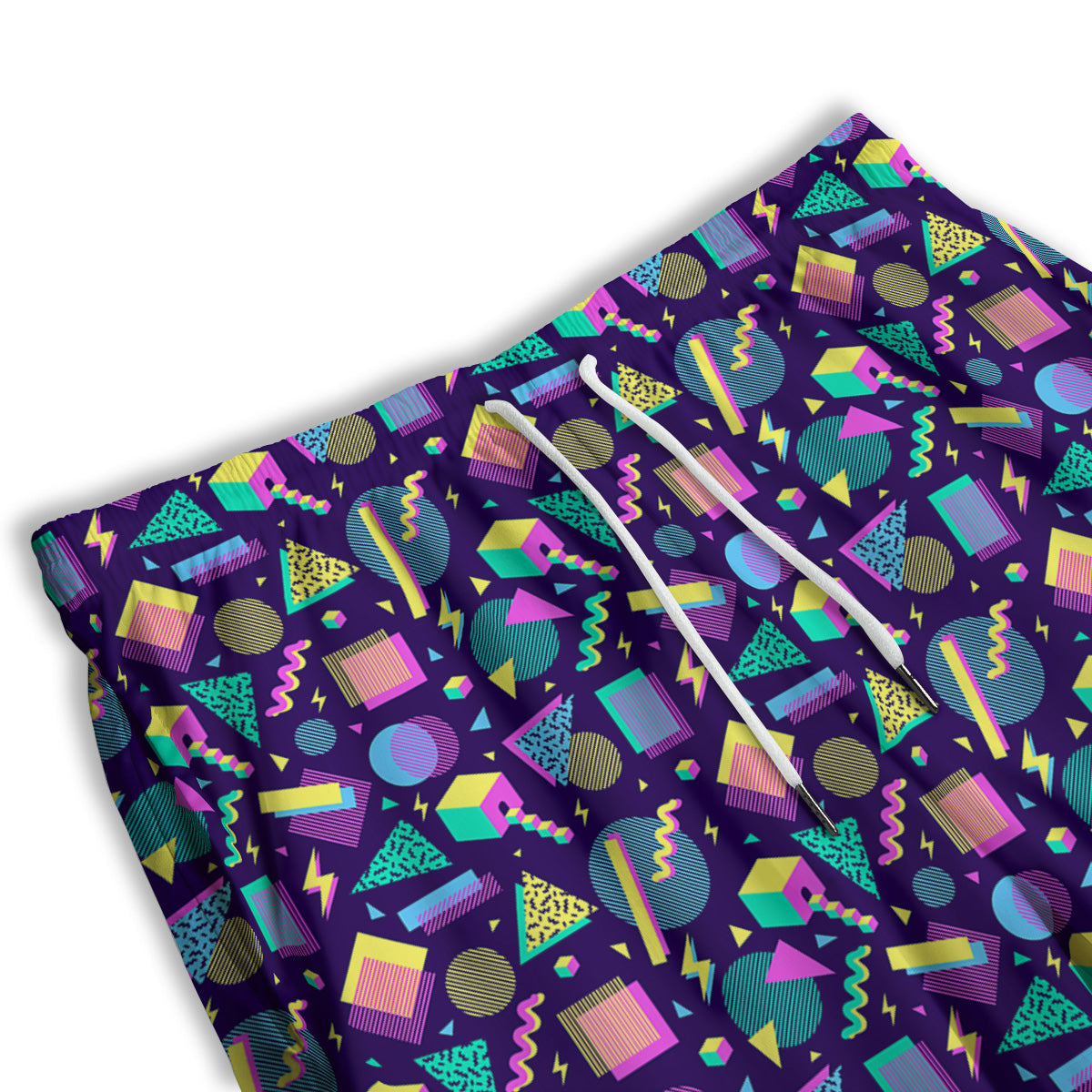 Geometric Shapes Neon Print Pattern Men's Athletic Shorts