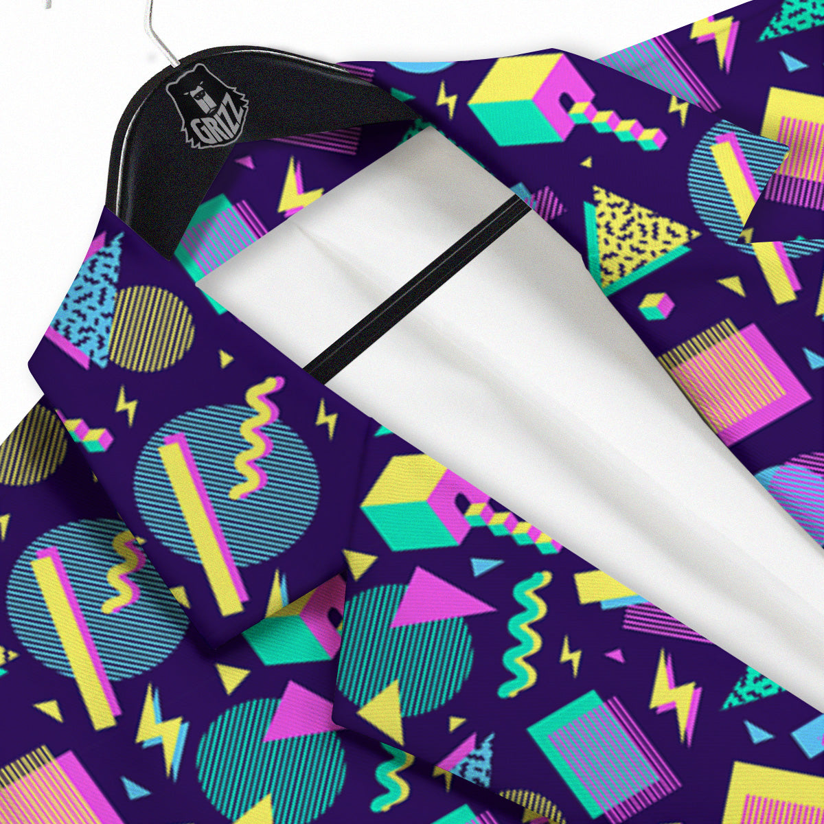 Geometric Shapes Neon Print Pattern Men's Sport Coat-grizzshop