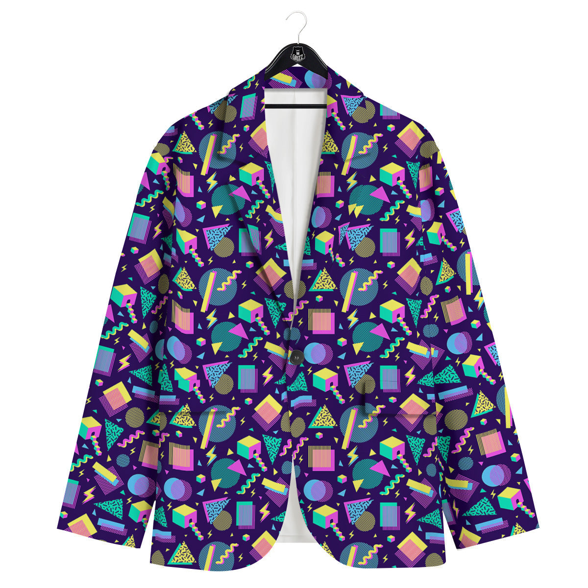 Geometric Shapes Neon Print Pattern Men's Sport Coat-grizzshop